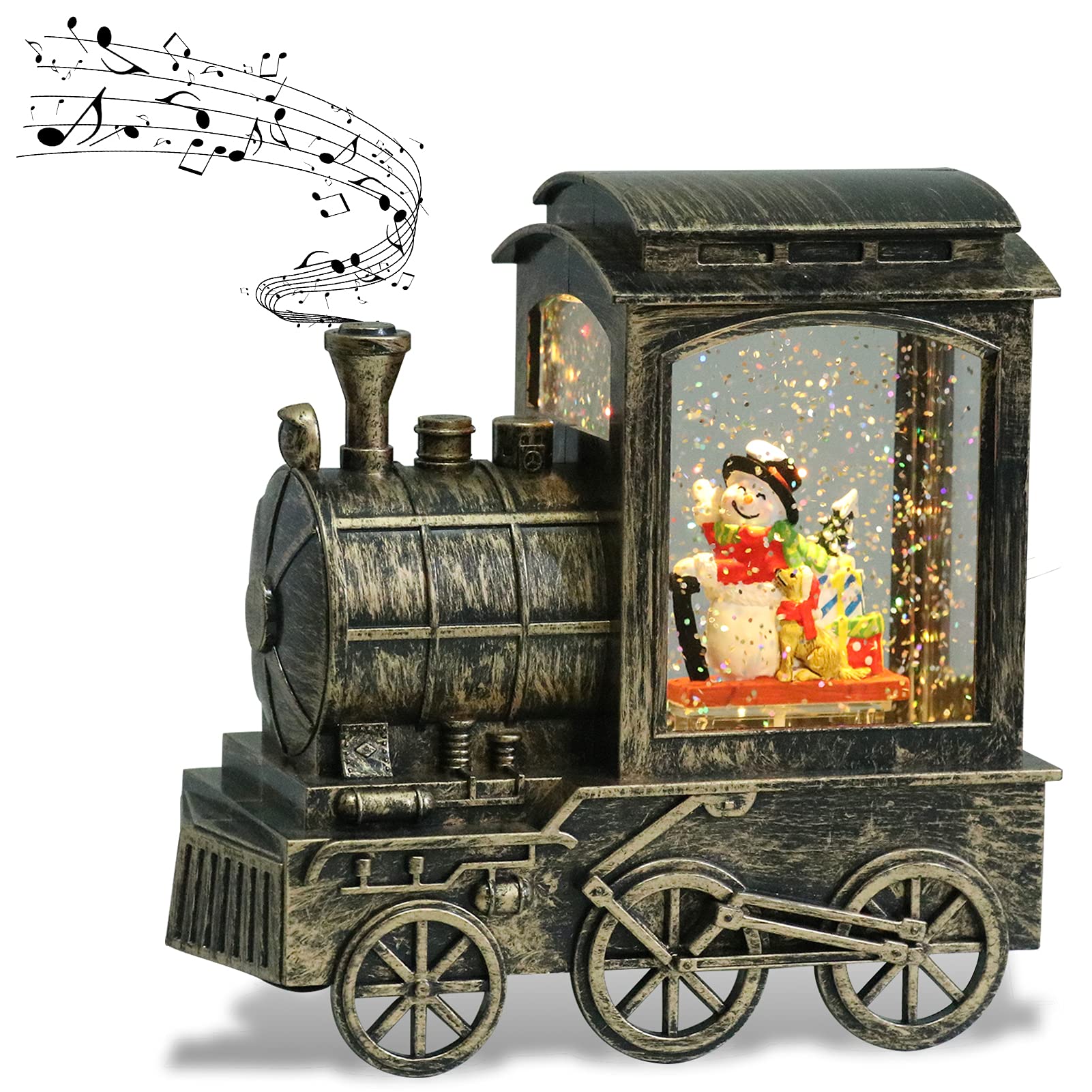 ライトアップスノーマン 動く列車付き Amazon.co.jp: DRomance 歌うスノードームトレインランタン 音楽と
